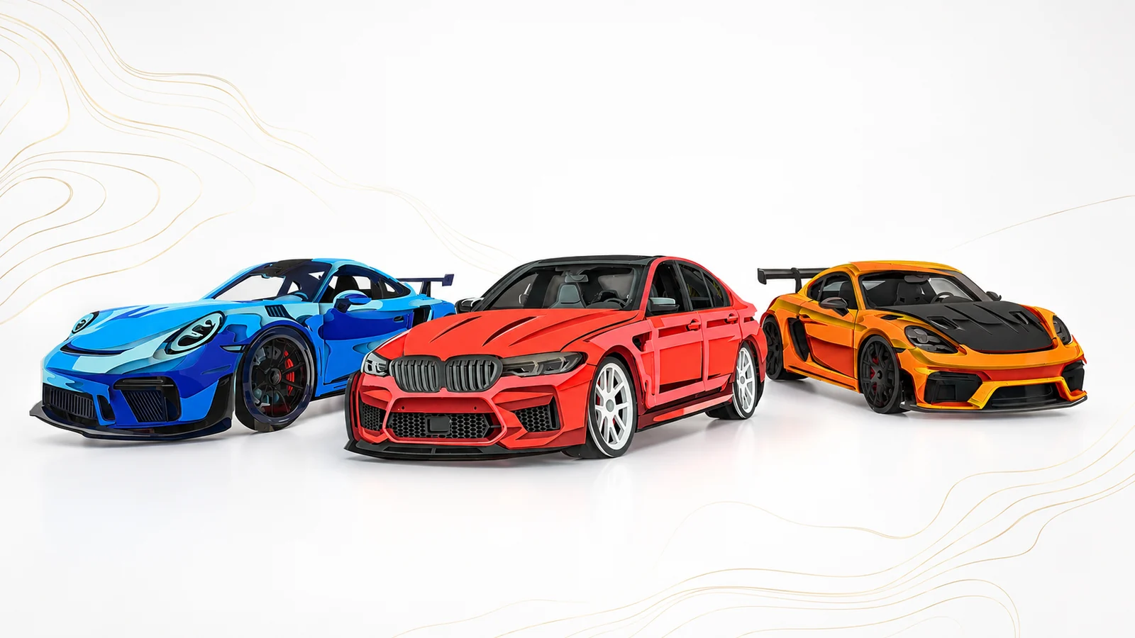 Three layered acrylic automotive wall art pieces by StackRise